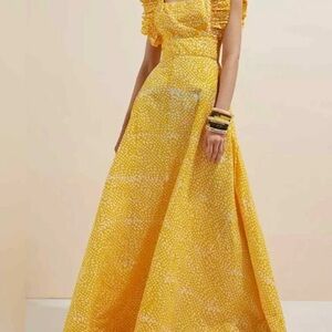 Sika for Anthropologie Yellow and White Printed Maxi Dress